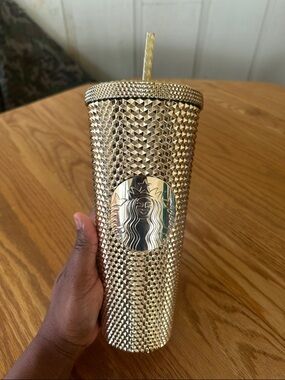 Starbucks Gold Studded Reusable Cup with Straw